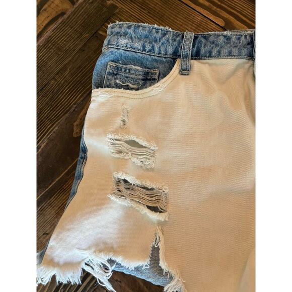 Vervet Color block Denim Cut Off Jean Shorts Women Large Fringe Western Summer - Picture 10 of 12